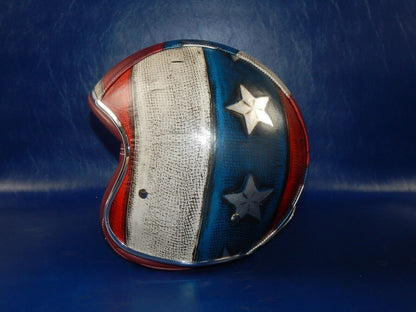 BARUFFALDI HELMET AMERICAN FLAG WHITE BLUE RED LEATHER HARLEY CUSTOM RACE ITALY - MotoRaider