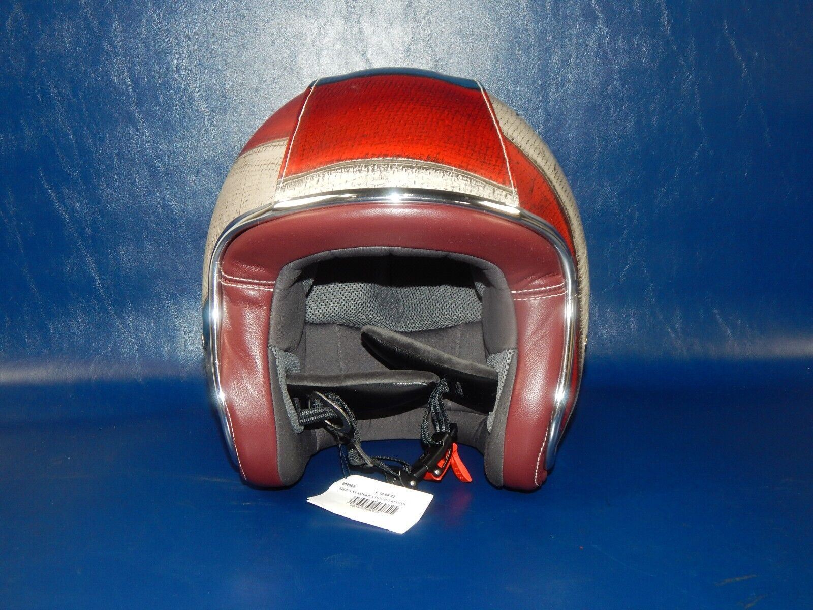 BARUFFALDI HELMET AMERICAN FLAG WHITE BLUE RED LEATHER HARLEY CUSTOM RACE ITALY - MotoRaider