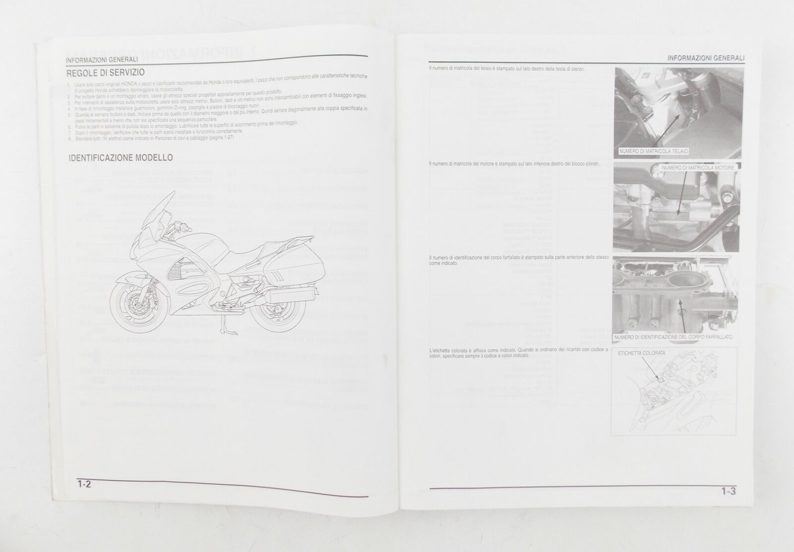 HONDA ST1300/A2.3 PAN-EUROPEAN SERVICE MANUAL WORKSHOP REPAIR BOOK ITALIAN - MotoRaider