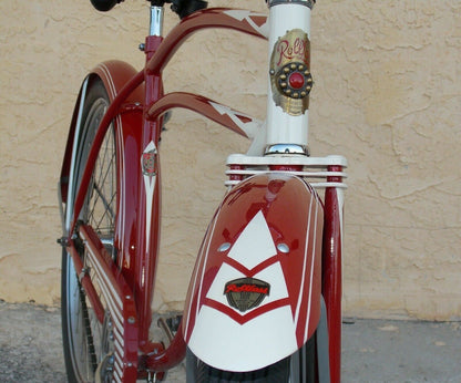 1940's Rollfast Men Bicycle Red Restored Wheels 26" Skip-Tooth Antique Americana - MotoRaider