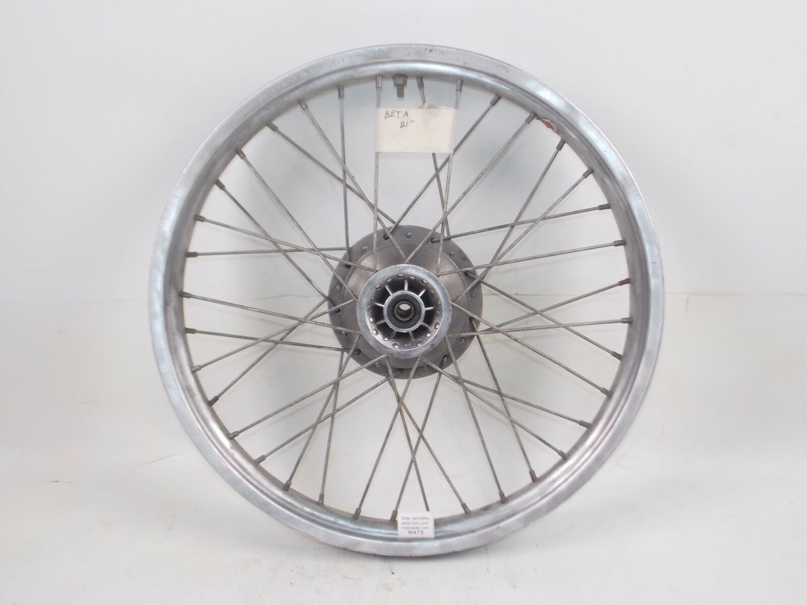 1978 21" FRONT WHEEL TIRE HUB SPOKES BORRANI RIM BETA APRILIA CAGIVA GRIMECA - MotoRaider