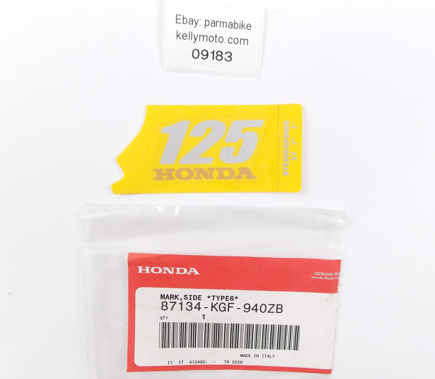 NOS OEM 2003 HONDA NES125 TYPE 6 SIDE COVER EMBLEM DECAL LOGO 87134-KGF-940ZB - MotoRaider