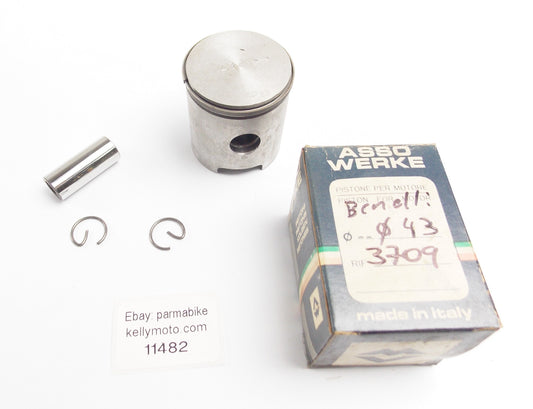 NOS ASSO WERKE 3709 PISTON + RING + PIN + CLIPS D=43 mm BENELLI MINI BIKE ENGINE - MotoRaider