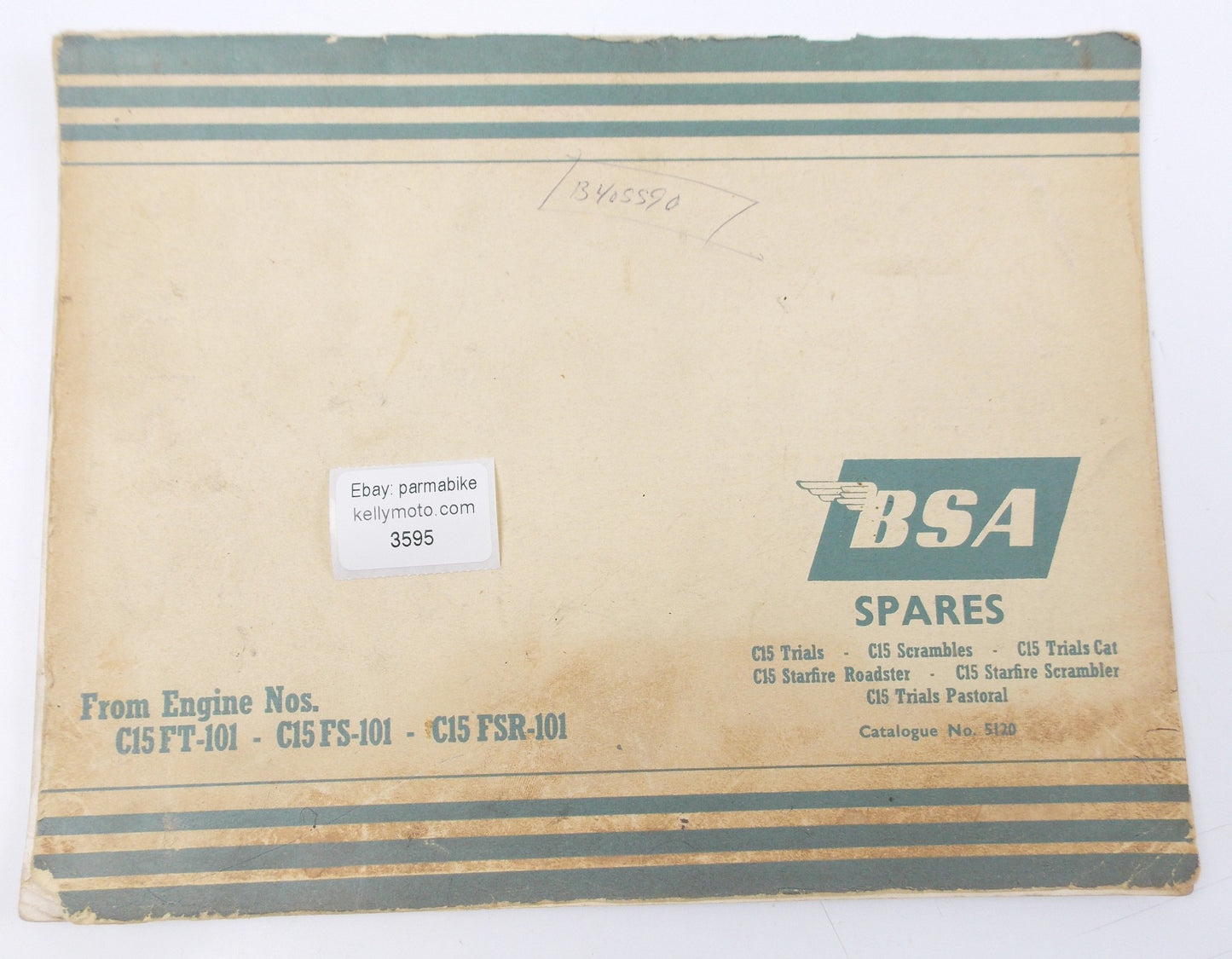 1960's BSA SPARE PARTS CATALOG C15-FT-FS-FSR-101 TRIALS SCRAMBLES PASTORAL 5120 - MotoRaider