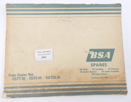 1960's BSA SPARE PARTS CATALOG C15-FT-FS-FSR-101 TRIALS SCRAMBLES PASTORAL 5120 - MotoRaider