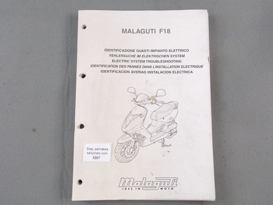 MALAGUTI 2000-11 F18 125/150 WARRIOR ELECTRIC SYSTEM TROUBLE TROUBLE MANUAL BOOK - MotoRaider