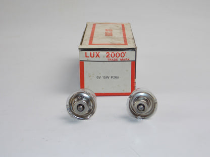 MOTORCYCLE MOPED HEADLIGHT BULB LUX 2000 6V 15W P26s BASE BOX OF 2 LAVERDA GUZZI - MotoRaider