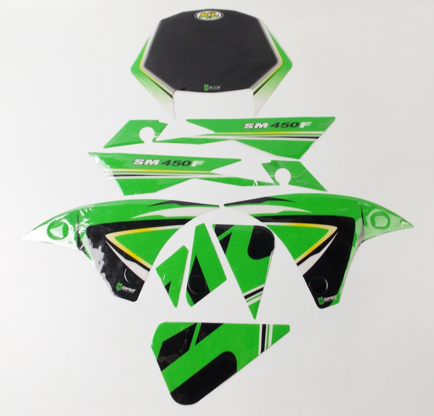 KAWASAKI SM 450F GAS TANK FAIRING STICKER DECAL GRAPHIC EMBLEM MARKS SET - MotoRaider