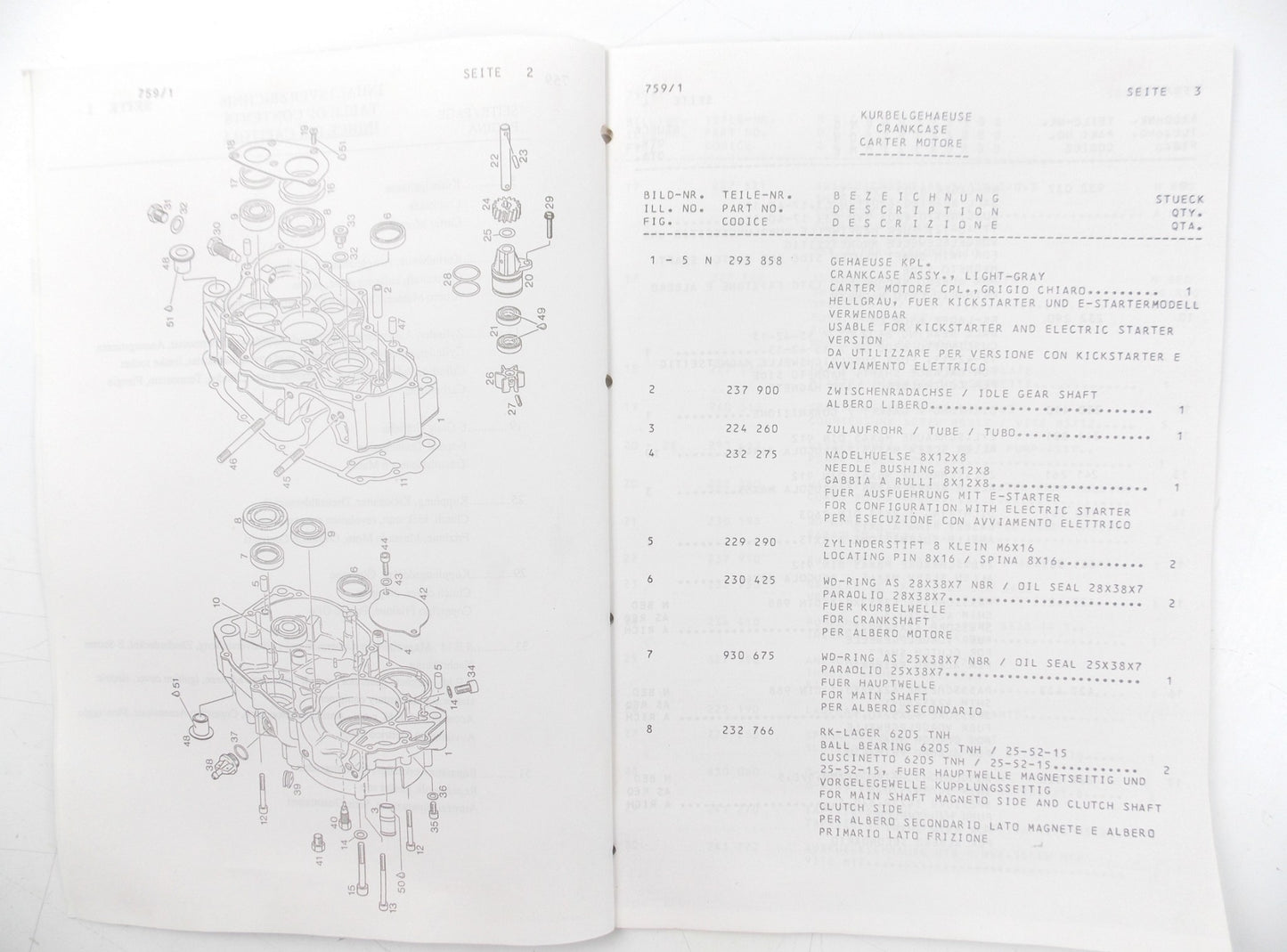 APRILIA RX 125/TUAREG RALLY 125 1991 SPARE PARTS CATALOG BOOK MANUAL 759 - MotoRaider