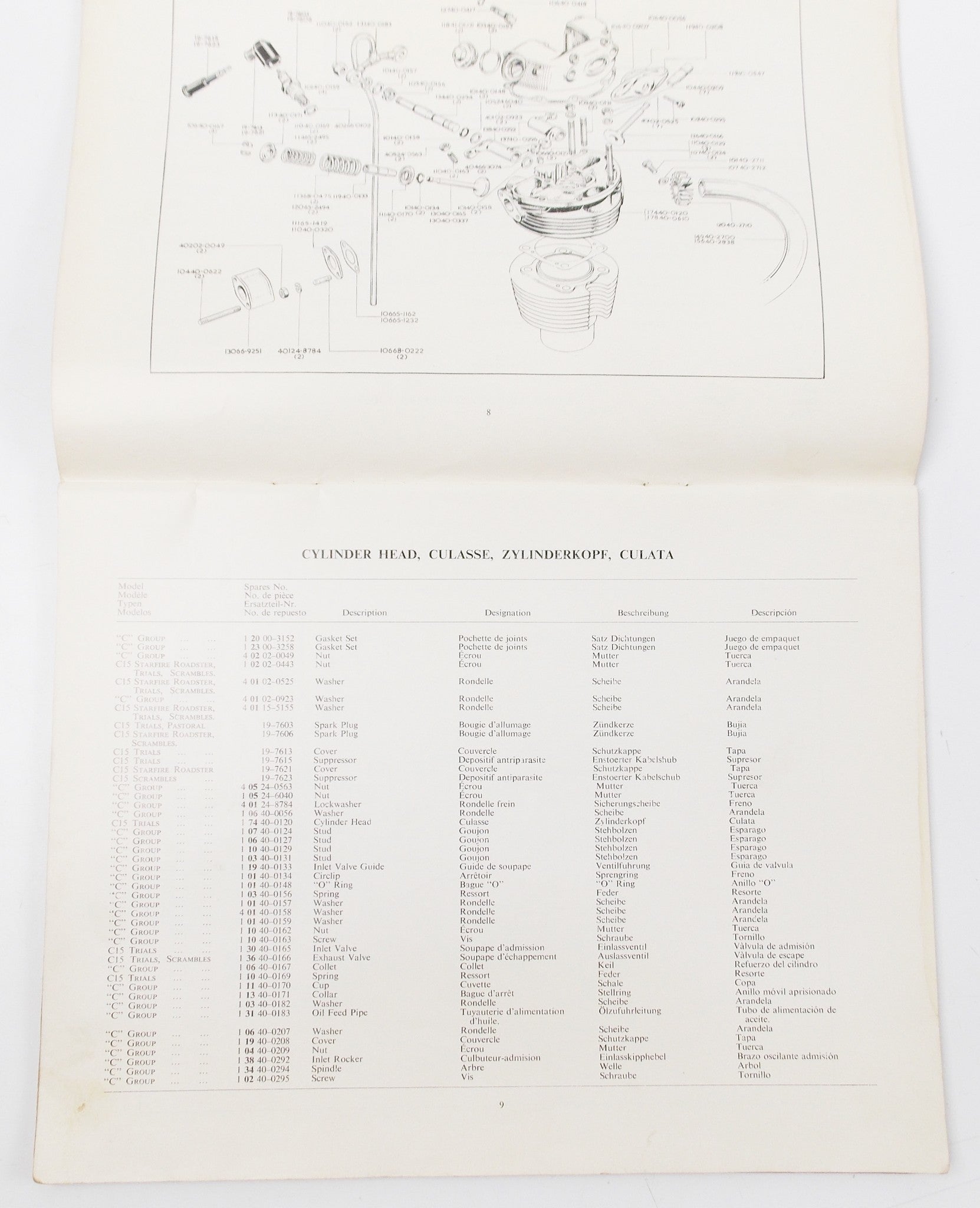 1960's BSA SPARE PARTS CATALOG C15-FT-FS-FSR-101 TRIALS SCRAMBLES PASTORAL 5120 - MotoRaider