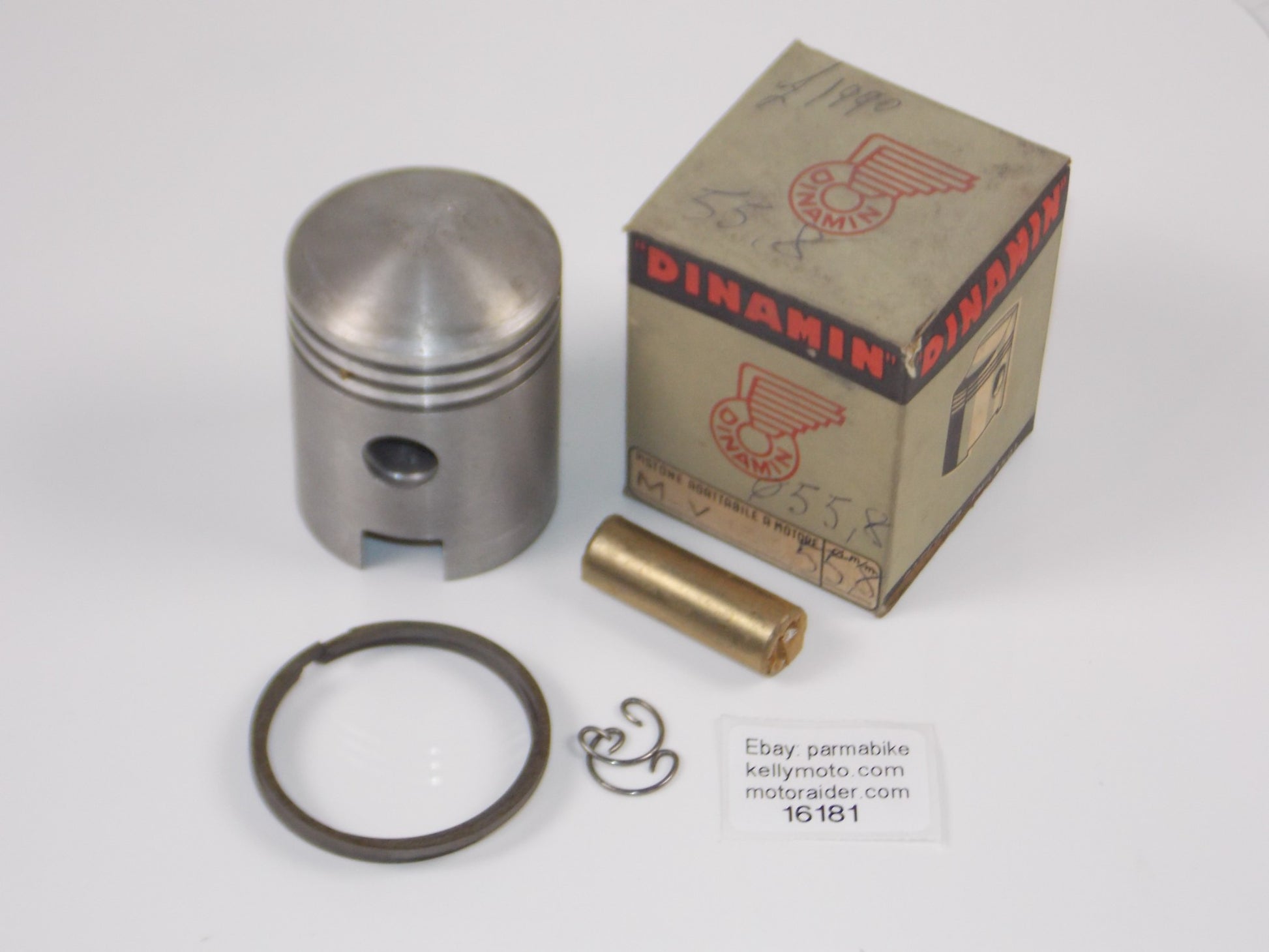 NOS DINAMIN 38 PISTON 55.8 MM MV 125 SPORT+CIRCLIPS+15MM PIN+RINGS #16181 - MotoRaider