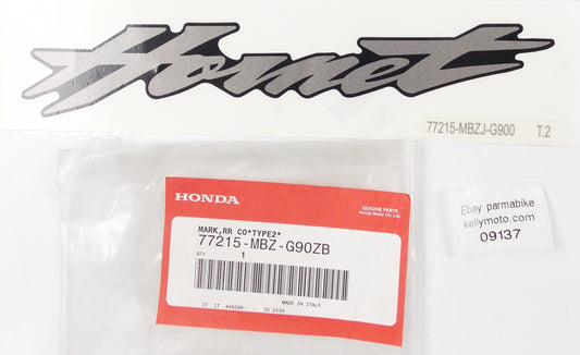 NOS OEM HONDA 2002 CB600 DECAL MARK STICKER EMBEM RR HORNET COWL 77215-MBZ-G90ZB - MotoRaider