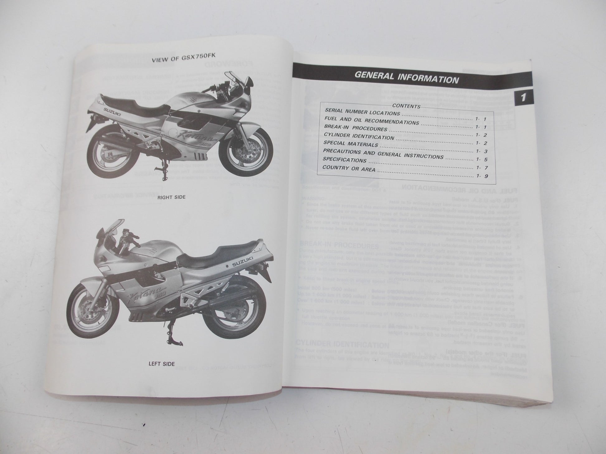 10/1988 SERVICE MANUAL CATALOG BOOK SUZUKI GSX750F ENGLISH 99500-37060-01E - MotoRaider