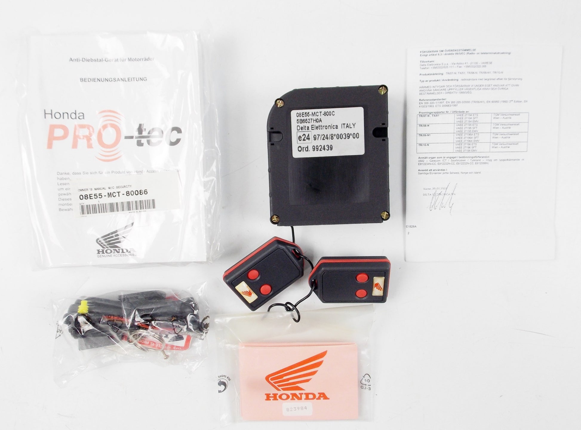 NOS OEM 2002-2003 HONDA CB900 HORNET SECURITY SYSTEM KIT 08E55-MCZ-800A - MotoRaider