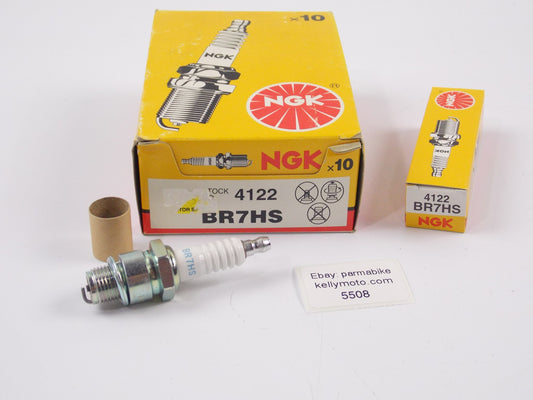 BOX OF 10 NOS NGK BR7HS 4122 SPARK PLUGS YAMAHA HONDA KAWASAKI SUZUKI BMW NSU MZ - MotoRaider