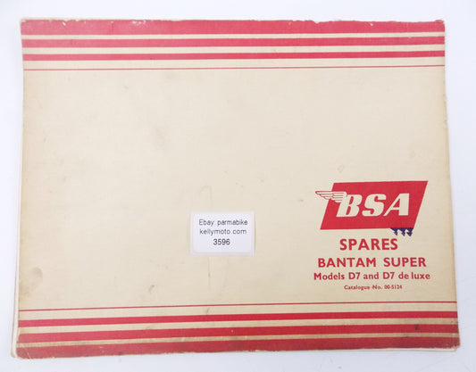 1960's BSA SPARES PART CATALOG BANTAM SUPER MODELS D7 D7-de luxe No 00-5124 - MotoRaider