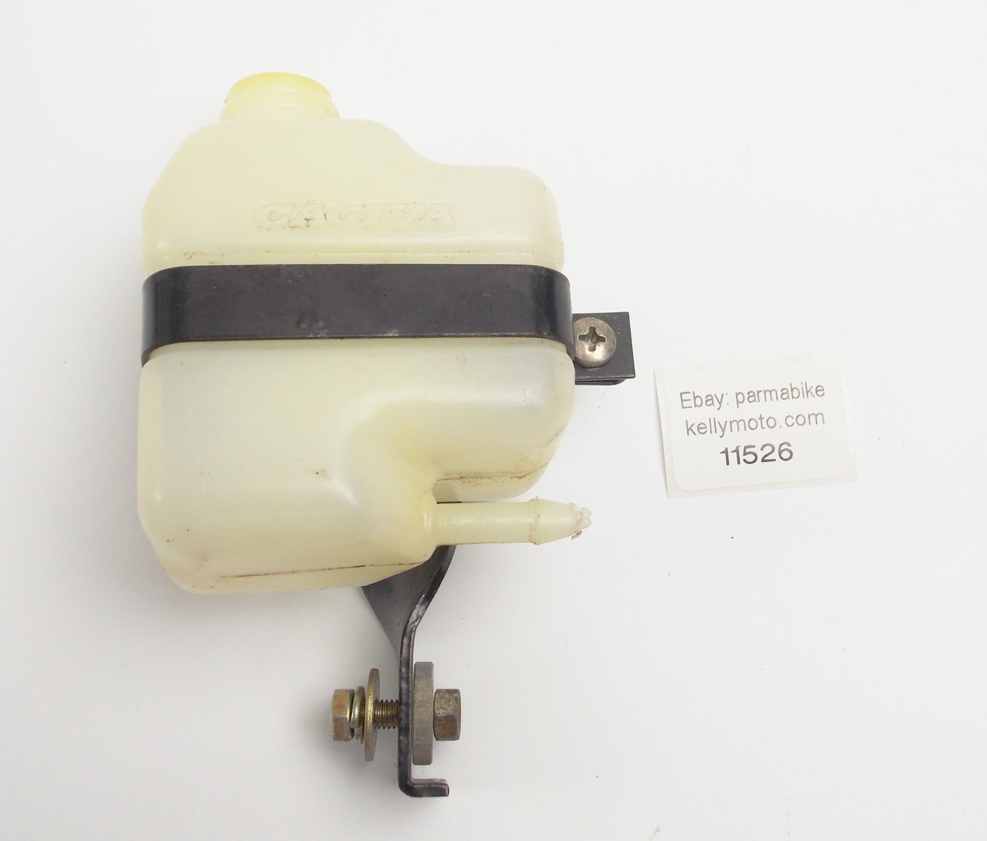 1986 CAGIVA 125 ELEFANTRE RADIATOR FLUID RESERVOIR TANK+HOLDER MOUNTING BRACKET - MotoRaider