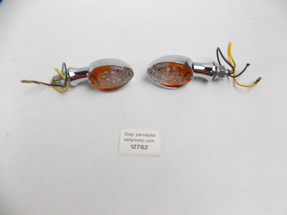 CHROMED RH LH TURN SIGNAL INDICATOR FRONT REAR BLINKER AMBER/CLEAR HONDA YAMAHA - MotoRaider