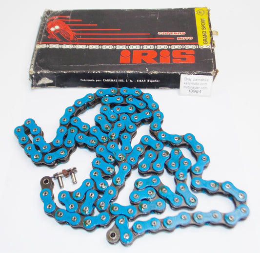 IRIS GRAND SPORT MOTORCYCLE CHAIN BLUE 195-B 120 LINK APRILIA CAGIVA GILERA PUCH - MotoRaider