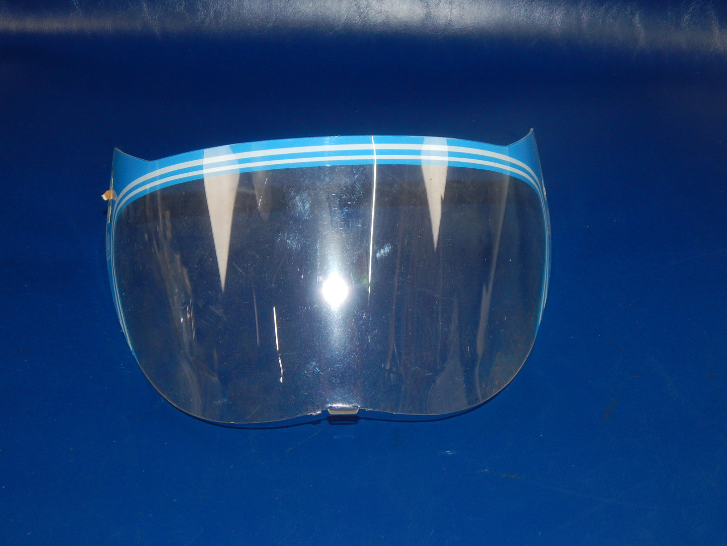 VINTAGE MOTORCYCLE HELMET AGV V 5000 CLEAR VISOR SHIELD SCREEN BLUE ITALY - MotoRaider