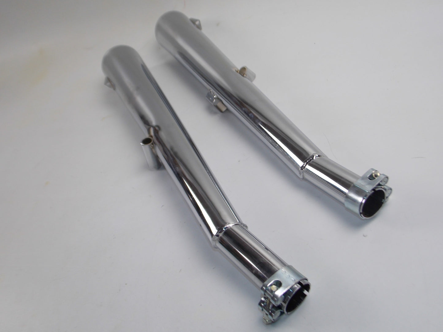 1pr BUSSO DECIBEL VINTAGE CHROME EXHAUST MUFFLER PIPES INLET 35mm LENGTH 680mm - MotoRaider