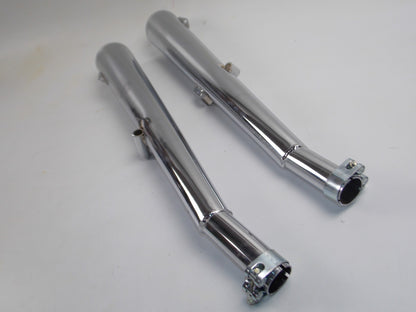 1pr BUSSO DECIBEL VINTAGE CHROME EXHAUST MUFFLER PIPES INLET 35mm LENGTH 680mm - MotoRaider