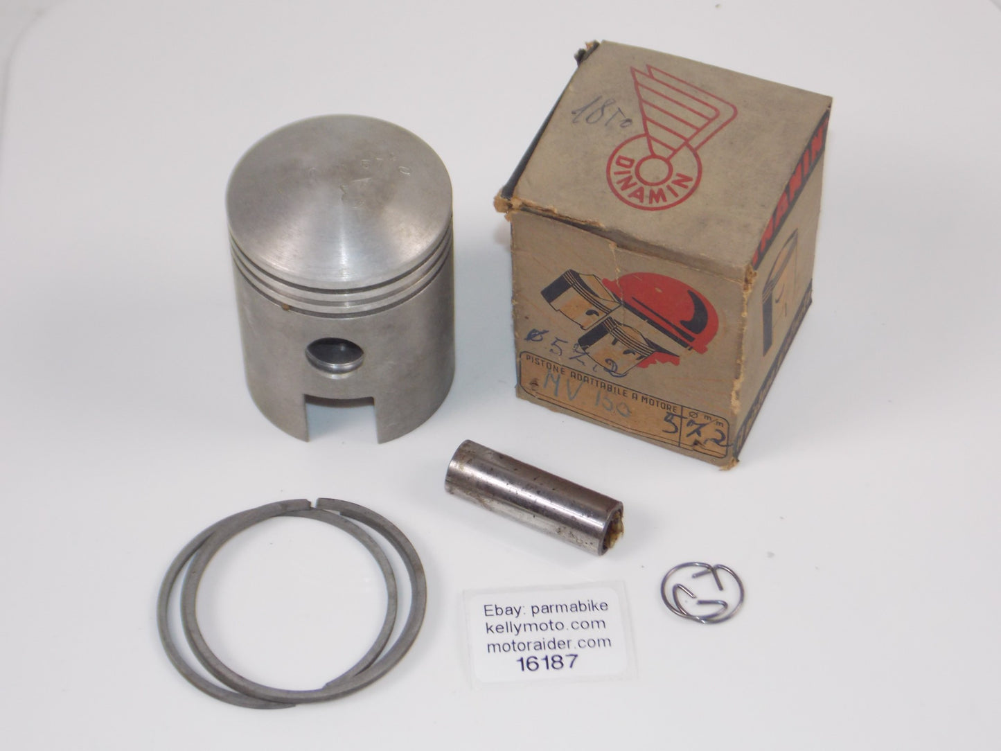 NOS DINAMIN 015 PISTON 57.2 MM MV 125  SPORT+CIRCLIP+15MM PIN+RINGS #16187 - MotoRaider