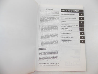 01/99 SERVICE MANUAL CATALOG REAPIR BOOK SUZUKI SCOOTER UX50W ITALIAN - MotoRaider