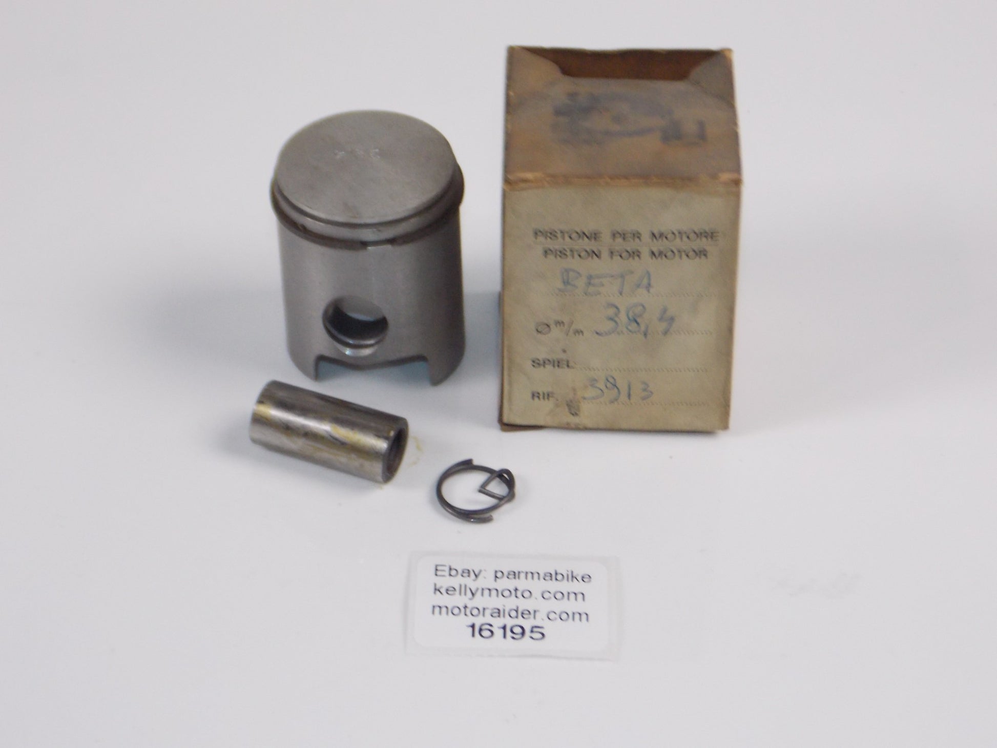 NOS ASSO WERKE BETA 25-7300 PISTON 38.4MM+14MM PIN+CIRCLIP+ RING VINTAGE 16195 - MotoRaider