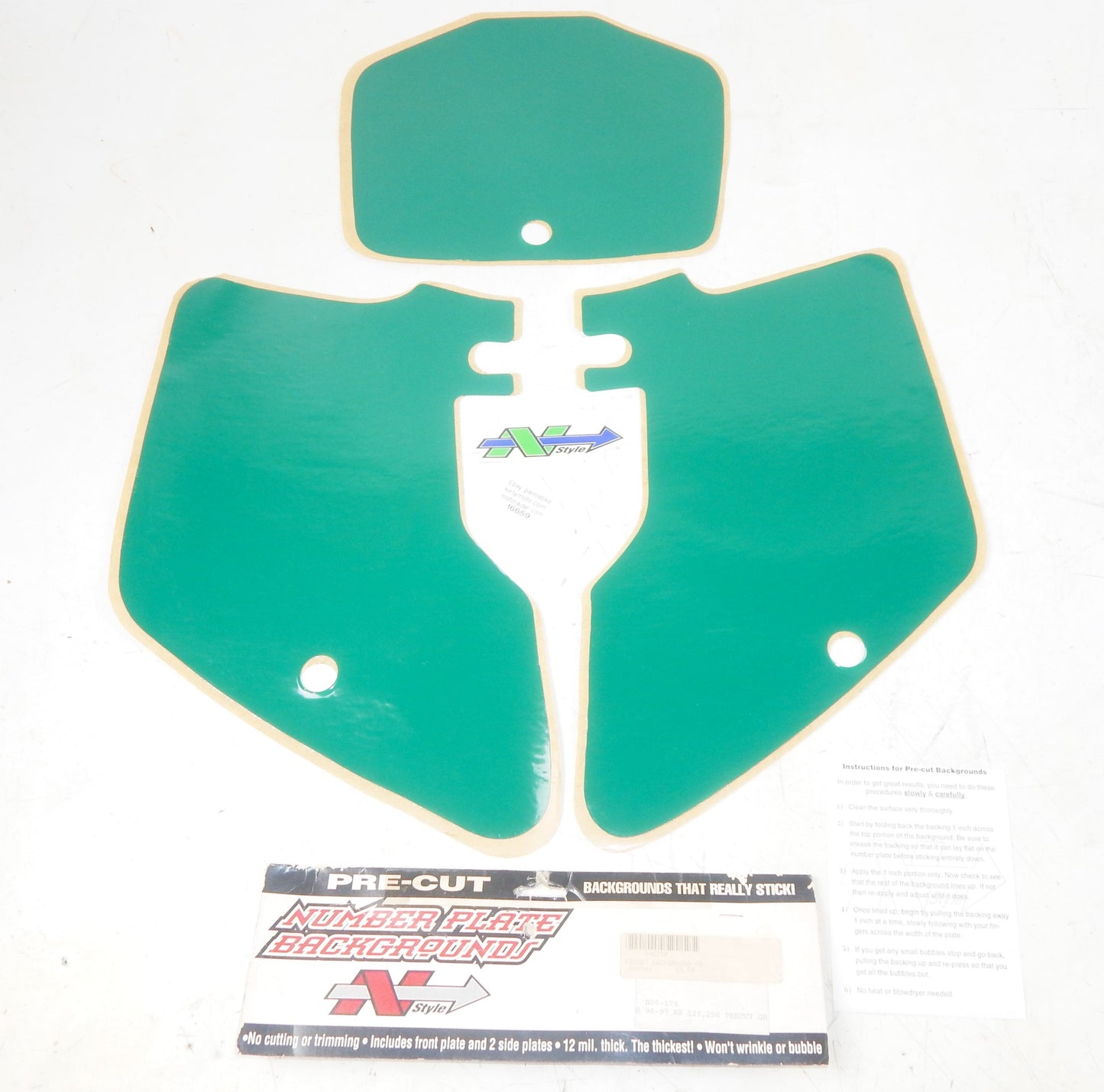 PRECUT BACKGROUND PANEL NUMBER STICKERS GREEN KAWASAKI 1996-97 KX125 250 N05-179 - MotoRaider