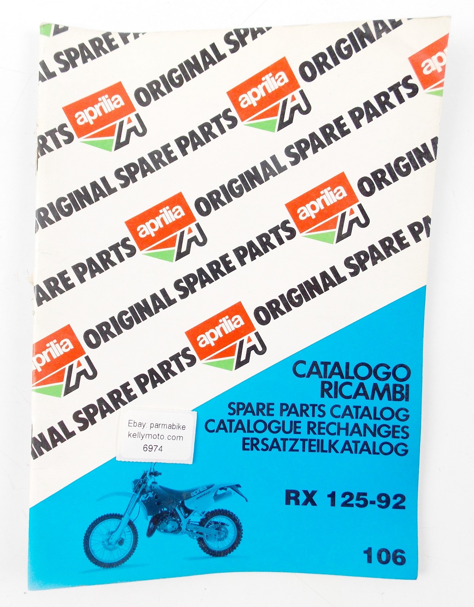 APRILIA RX 125 1992 SPARE PARTS CATALOG BOOK MANUAL 106 - MotoRaider