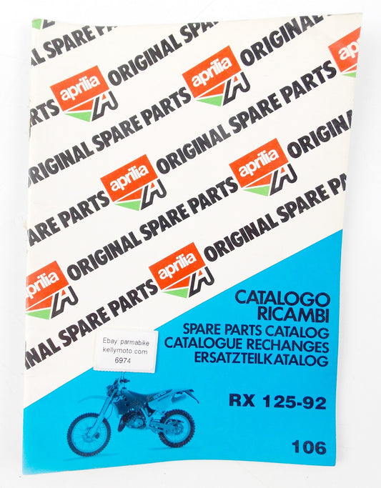 APRILIA RX 125 1992 SPARE PARTS CATALOG BOOK MANUAL 106 - MotoRaider