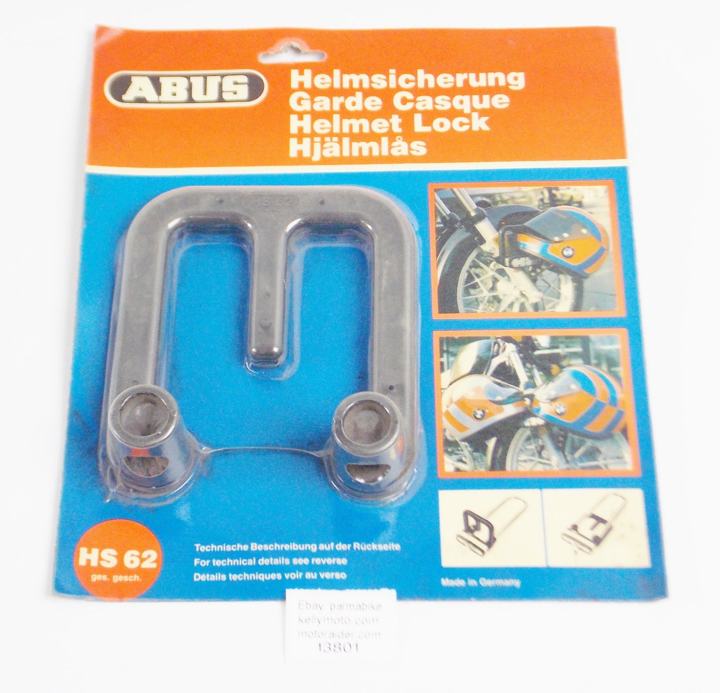 1990's ABUS MOTORCYCLE HELMET LOCK BRACKET HS-62 BMW YAMAHA CAGIVA DUCATI GUZZI - MotoRaider