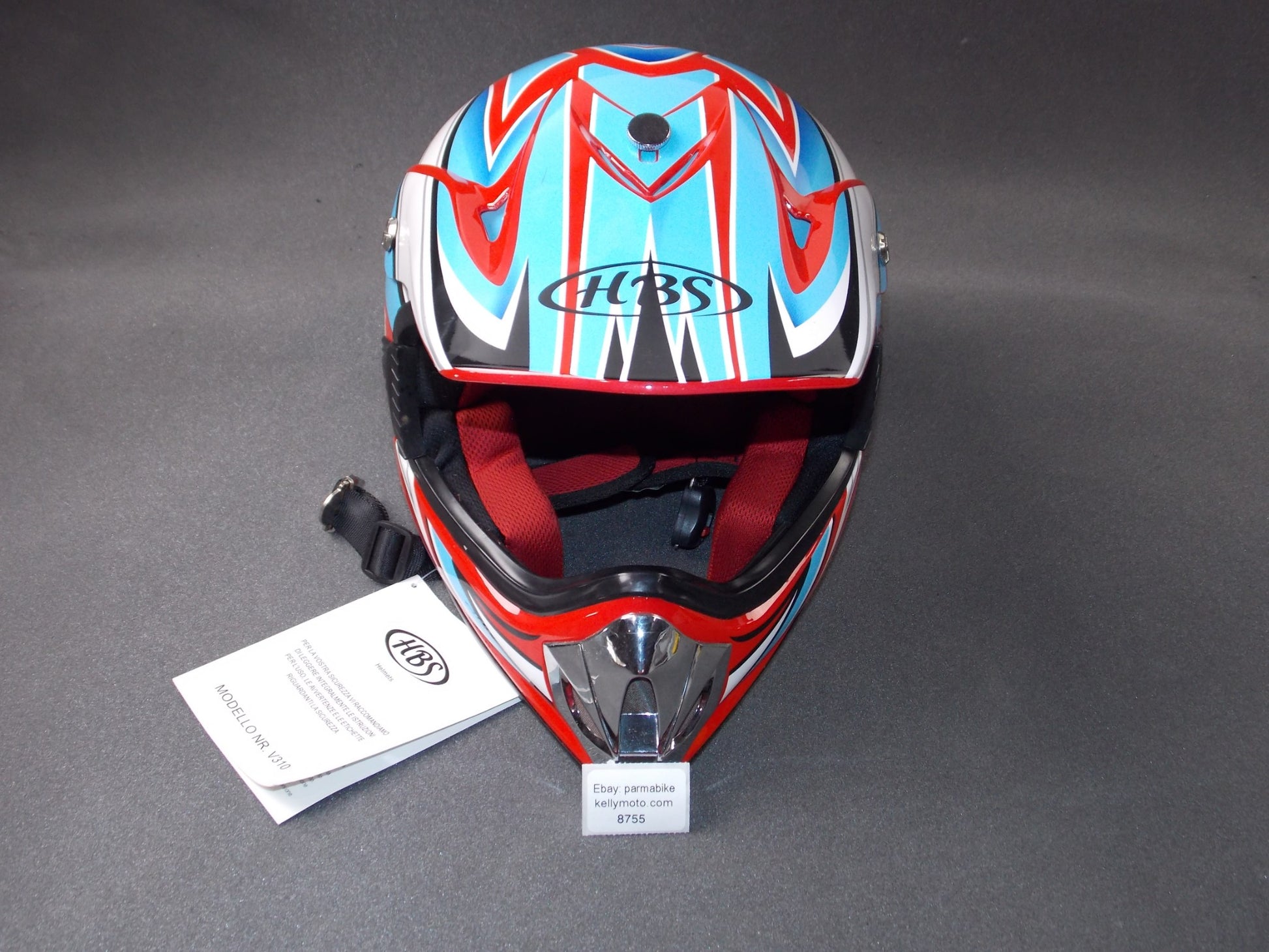 HBS ENDURO MOTOCROSS MOTORCYCLE TURQUOISE RED HELMET SIZE M 51-52 MODEL NR. V310 - MotoRaider