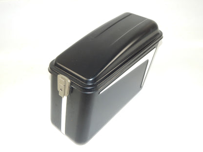 UNIVERSAL MOTORCYCLE LEFT METAL LUGGAGE CASE BLACK VINTAGE DUCATI TRIUMPH GUZZI - MotoRaider