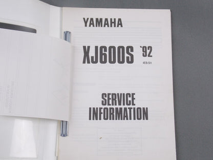 YAMAHA 1992 XJ600S SERVICE INFORMATION MANUAL BOOK ITALIAN # 4EB-SI1 - MotoRaider