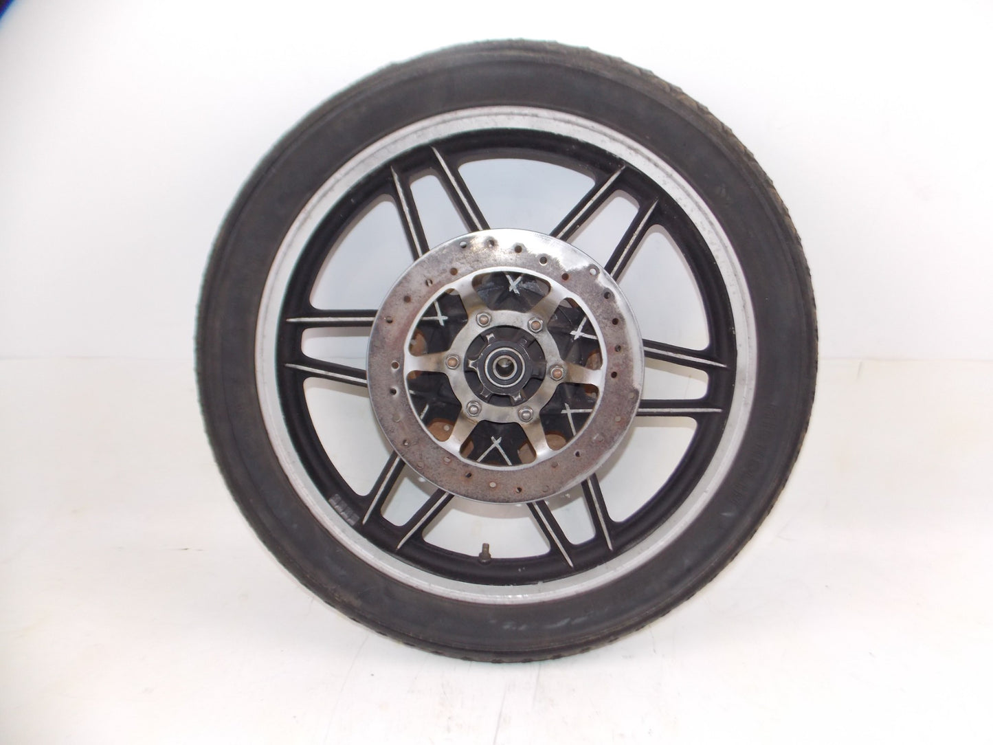 1981 MOTO GUZZI V50 MONZA 18" FRONT WHEEL ALLOY TIRE ROTOR VINTAGE ITALY - MotoRaider