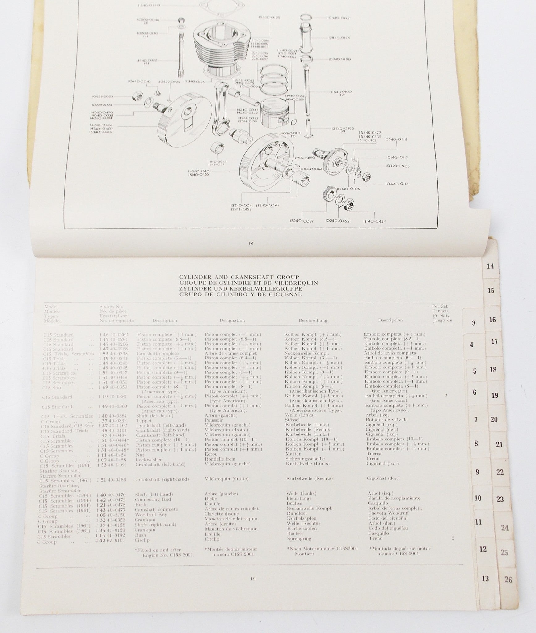 1961 BSA SPARE PARTS CATALOG BOOK 250 STAR MODEL C15 GROUP No 00-5074 - MotoRaider