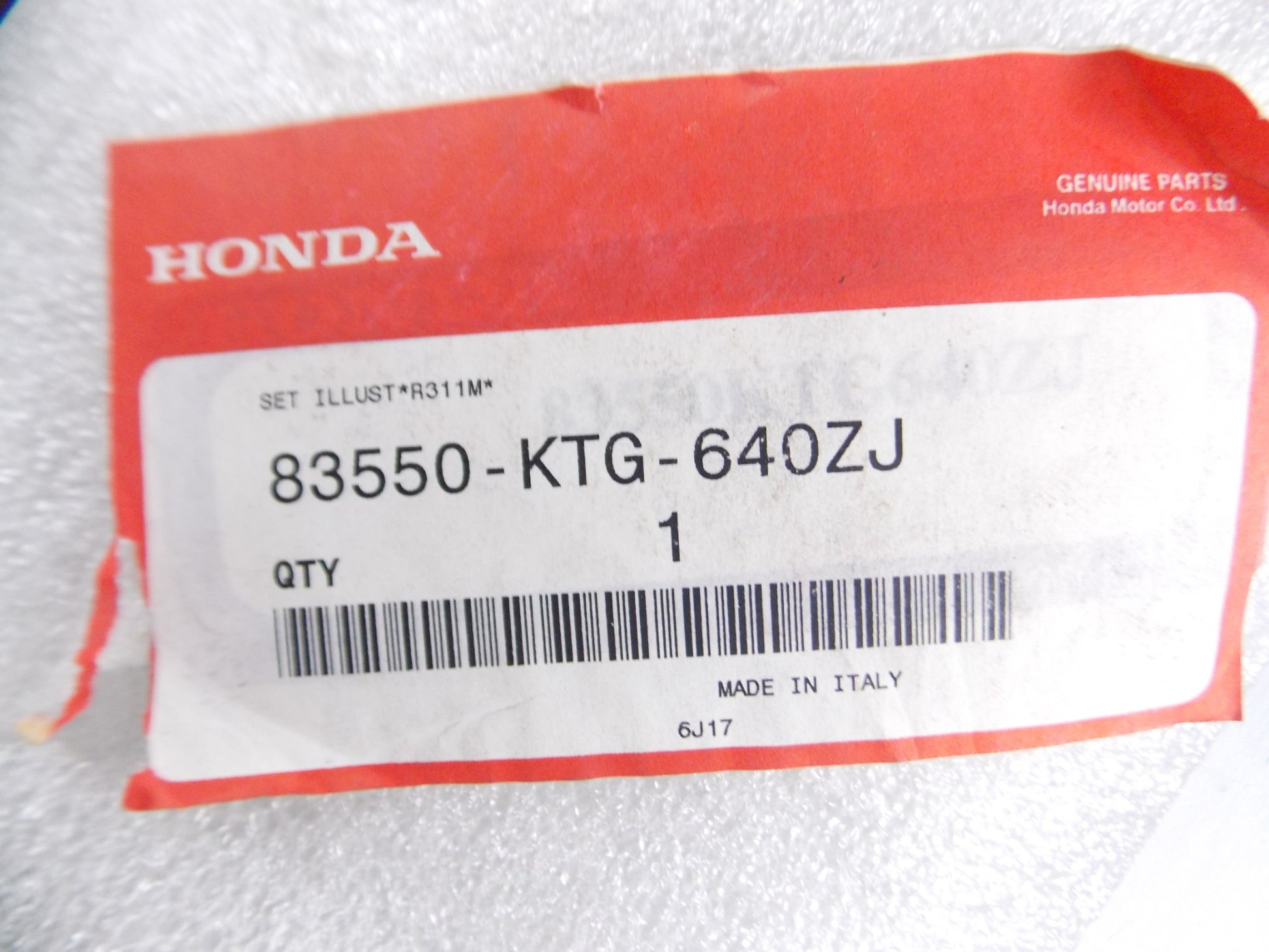 OEM HONDA 2006-2007 SH150 SCOOTER BODY COVER RED SIDE PANEL 83550-KTG-640ZJ - MotoRaider