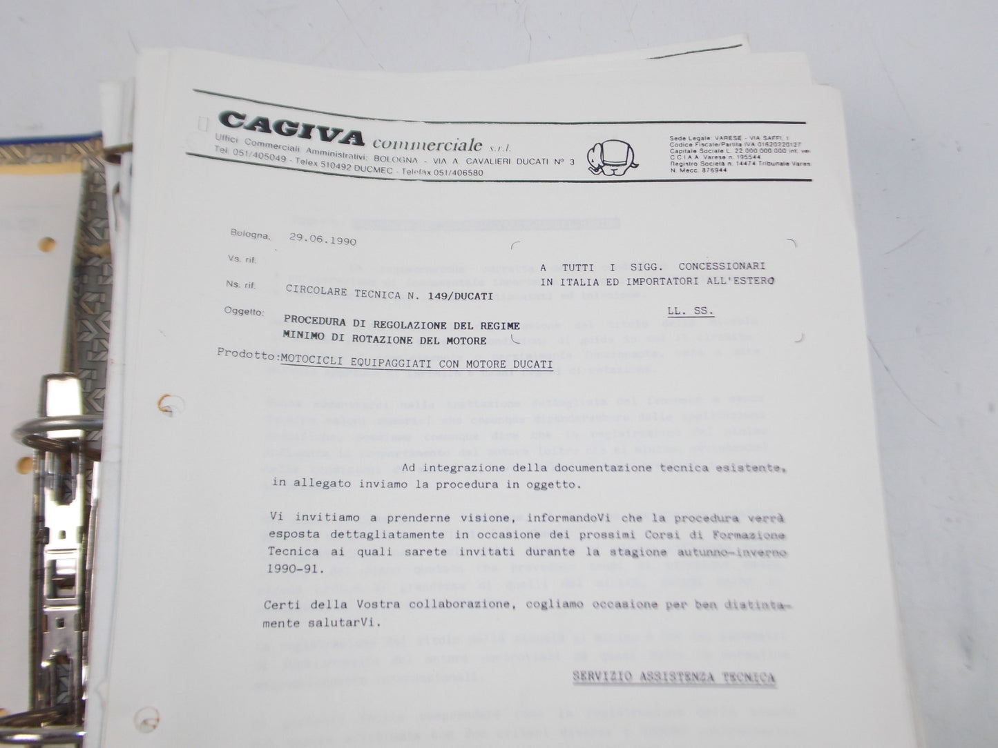 1980's DEALER BINDER FACTORY TECH ASSISTANCE BULLETIN CAGIIVA DUCATI HUSQVARNA - MotoRaider