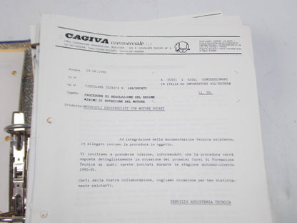 1980's DEALER BINDER FACTORY TECH ASSISTANCE BULLETIN CAGIIVA DUCATI HUSQVARNA - MotoRaider