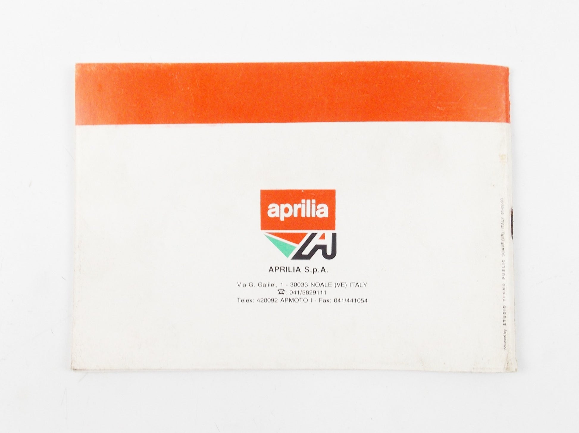 1993 RX 50 APRILIA USER MANUAL OWNER BOOK ITALIAN 37 PAGES # 8201425 - MotoRaider