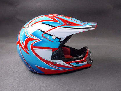 HBS ENDURO MOTOCROSS MOTORCYCLE TURQUOISE RED HELMET SIZE M 51-52 MODEL NR. V310 - MotoRaider