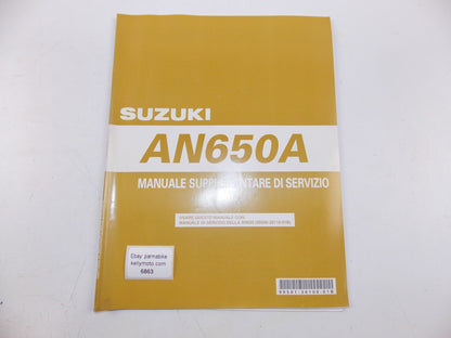 12/2003 SUPPLEMENT SERVICE MANUAL CATALOG SUZUKI AN650/A ITALIAN 99501-36100-01B - MotoRaider