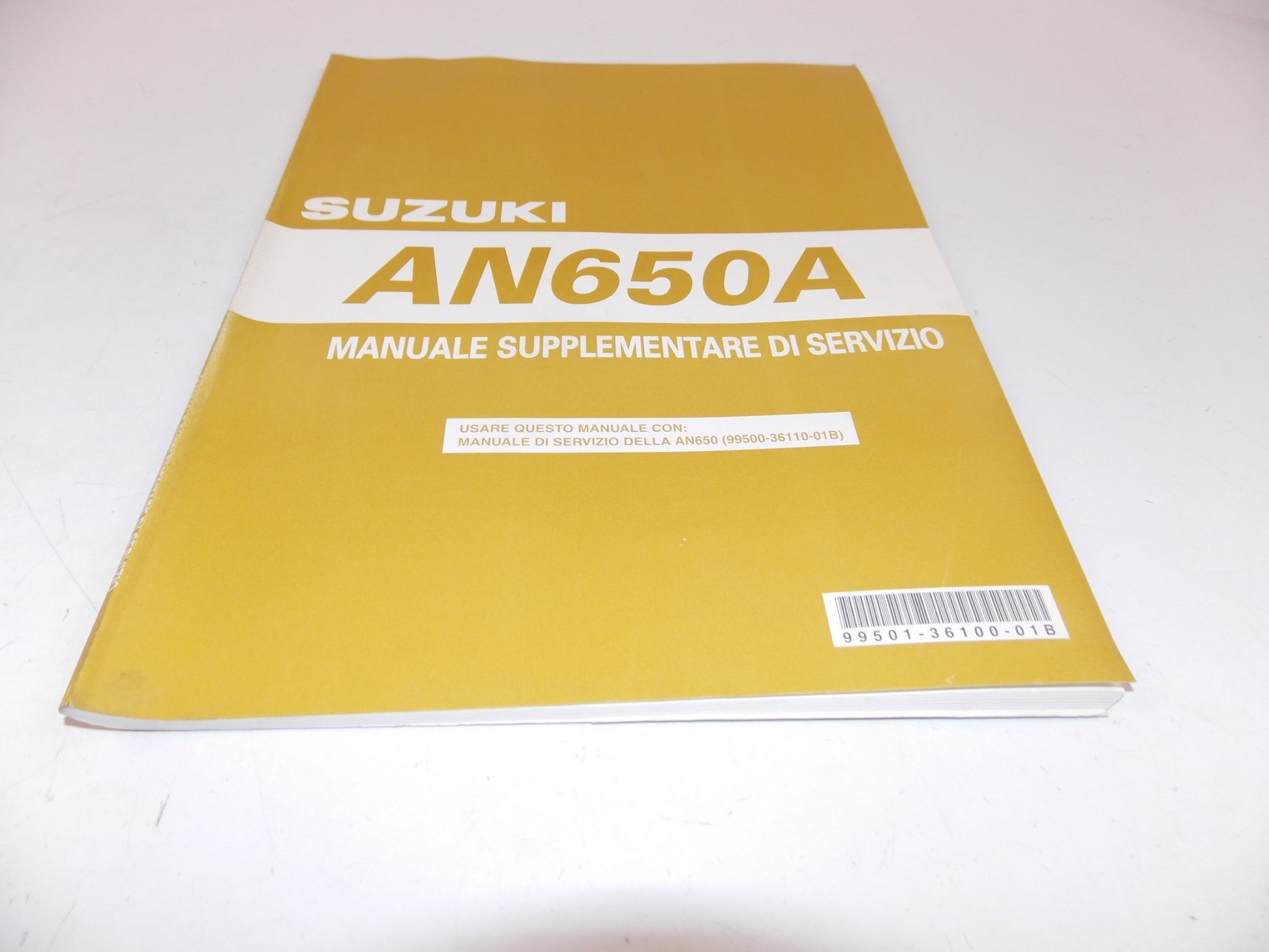 12/2003 SUPPLEMENT SERVICE MANUAL CATALOG SUZUKI AN650/A ITALIAN 99501-36100-01B - MotoRaider