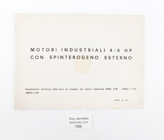 DUCATI INDUSTRIAL MOTORS 4-6 HP PINO PINO-1 ABETE PART BOOK SUPPLEMENT ITALIAN - MotoRaider