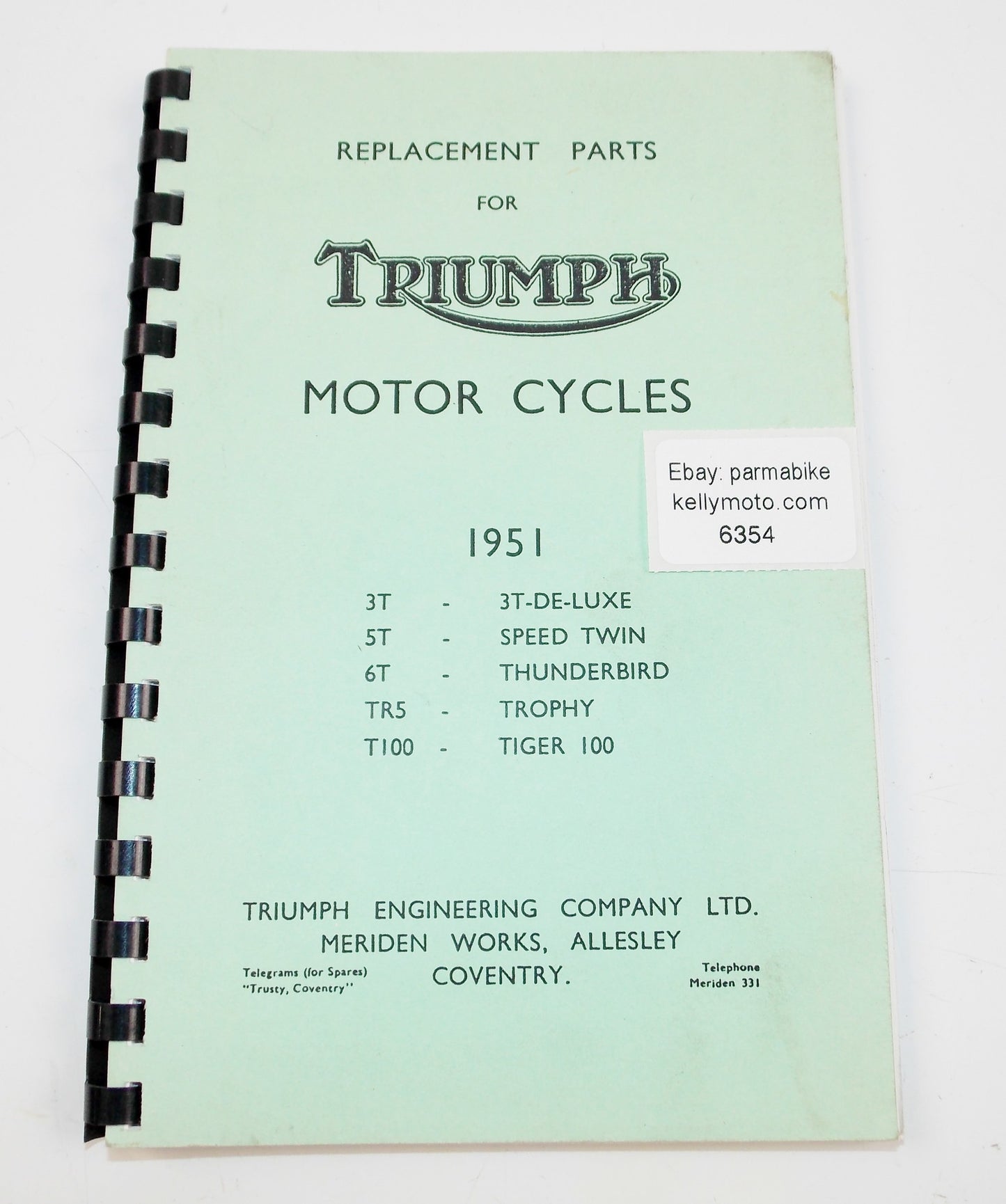 TRIUMPH MOTORCYCLES REPLACEMENT PARTS SHOP MANUAL BOOK 1951 - 3T 5T 6T TR5 T100 - MotoRaider