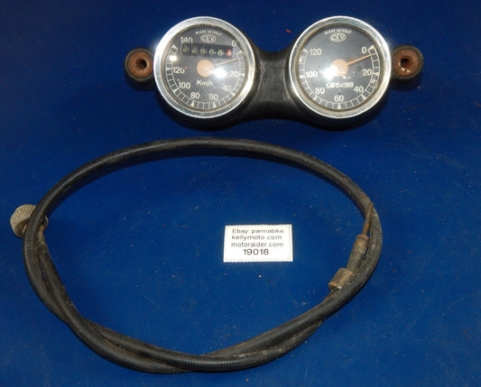 1960's MORINI CORSARO CEV SPEEDOMETER TACHOMETER DASHBOARD VINTAGE ITALY - MotoRaider