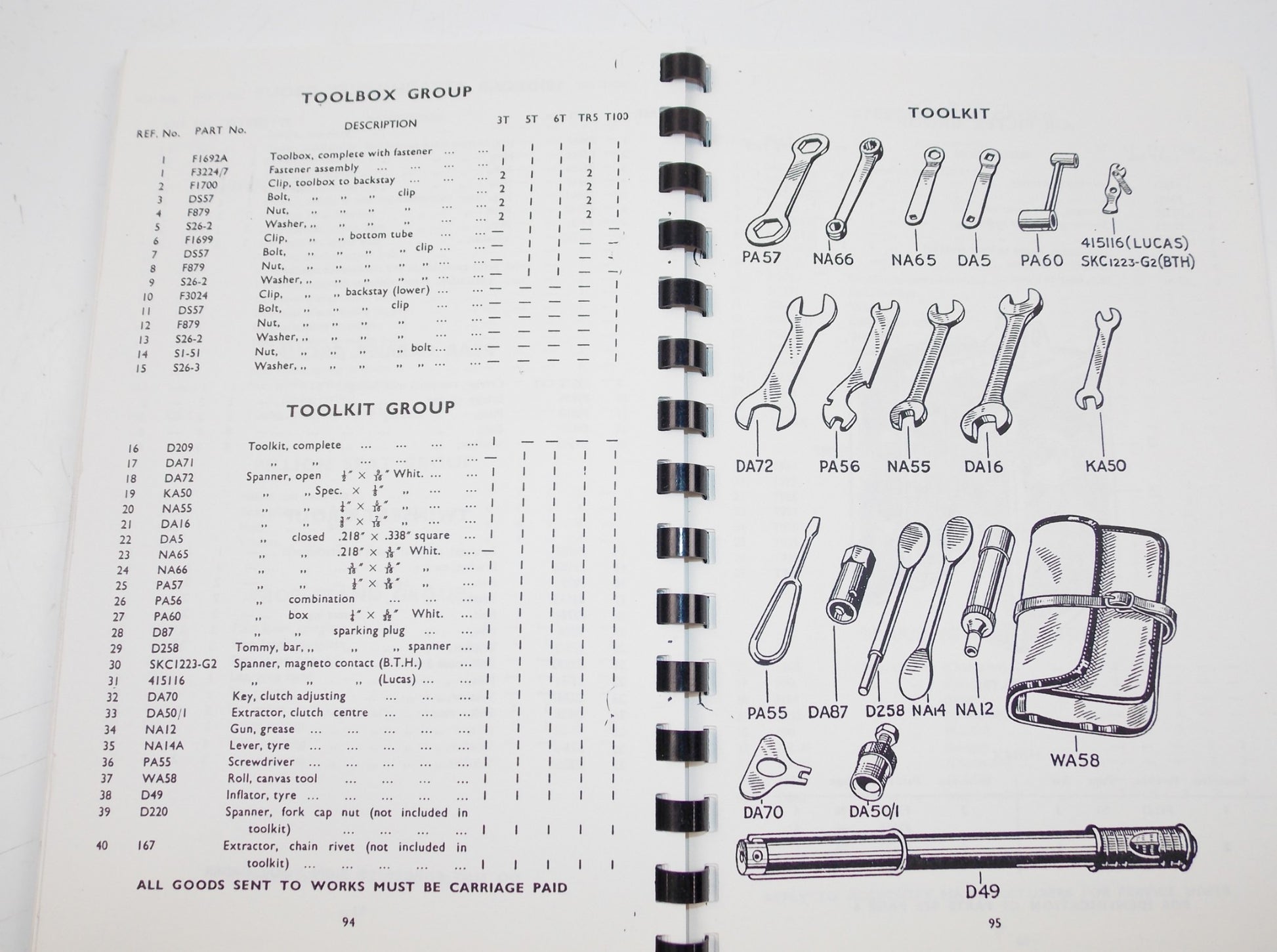 TRIUMPH MOTORCYCLES REPLACEMENT PARTS SHOP MANUAL BOOK 1951 - 3T 5T 6T TR5 T100 - MotoRaider