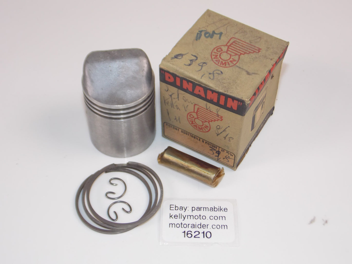 DINAMIN 106 PISTON 39.8MM+RINGS+CIRCLIPS+11MM PIN ITOM 48 VINTAGE ITALY # 16210 - MotoRaider